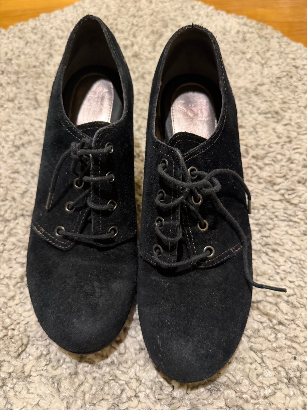 Women's Black Suede Lace-Up Ankle Boots